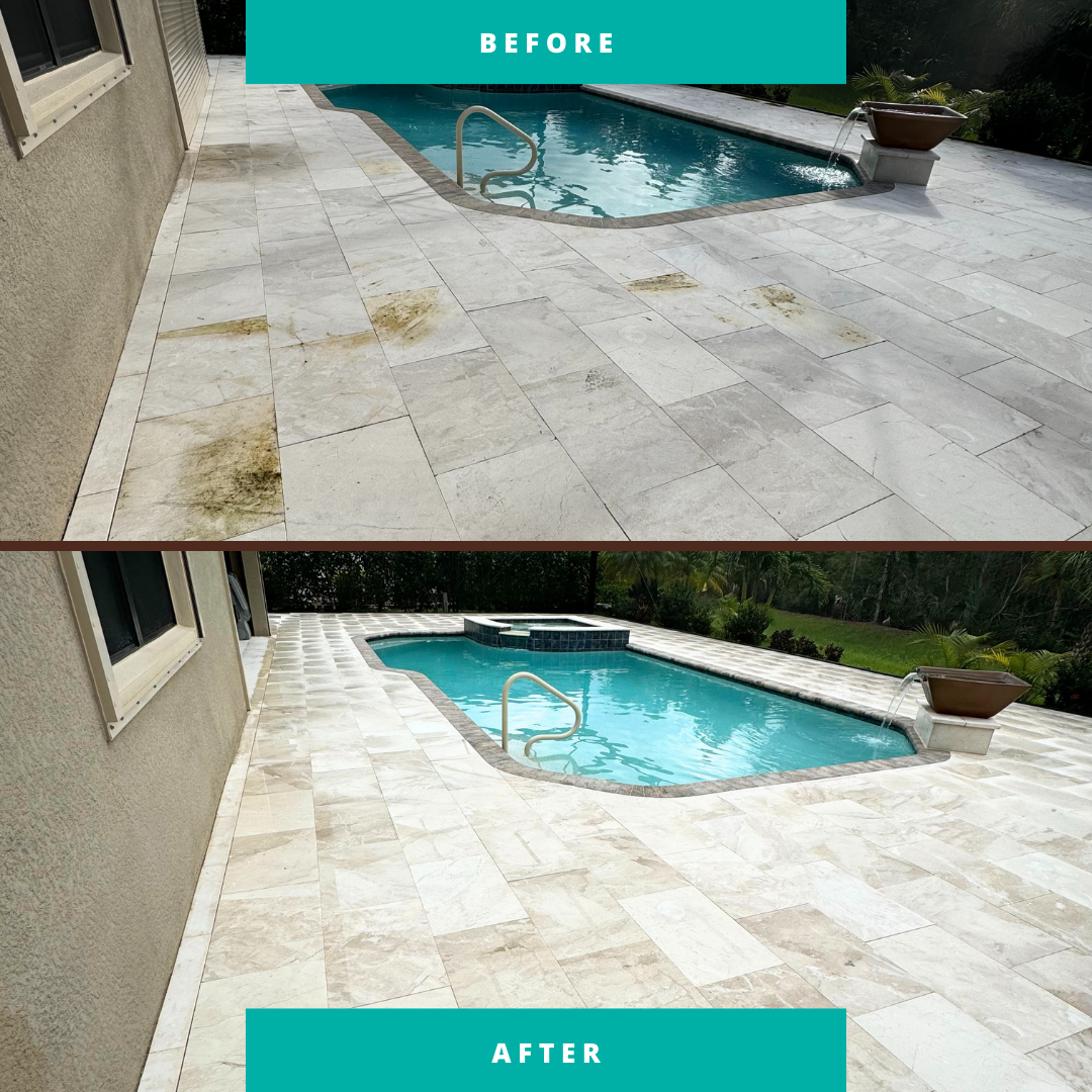 Lanai Cleaning Project in Estero, FL – Removing Significant Staining for a Stunning Transformation