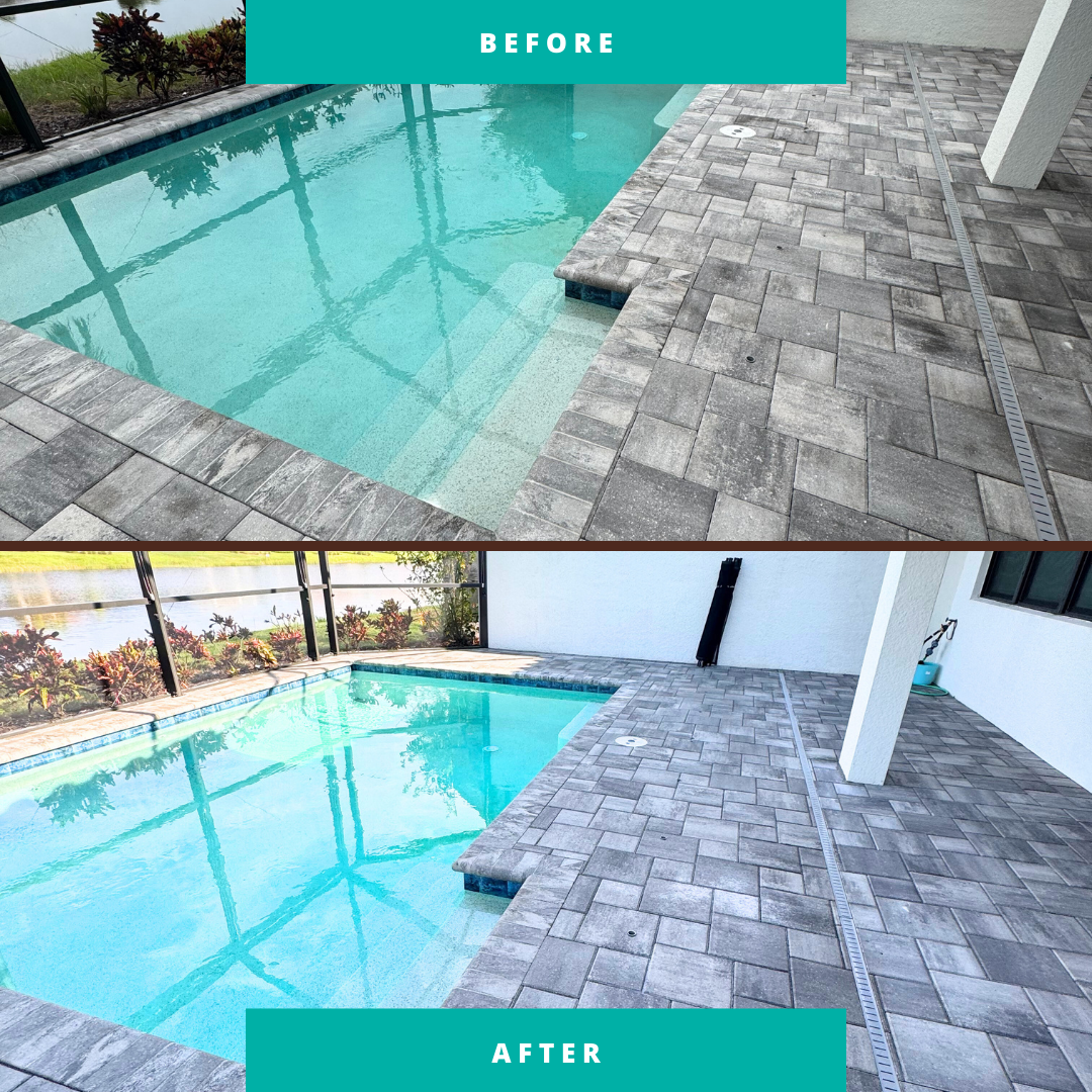 Pool Deck Paver Sealing in Estero, FL – Tackling Significant Vegetation Growth 